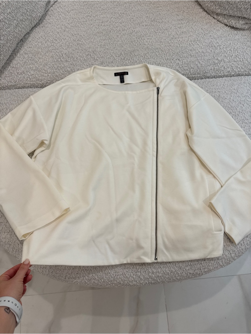 Eileen Fisher White Ivory Zip Front Women's Jacket